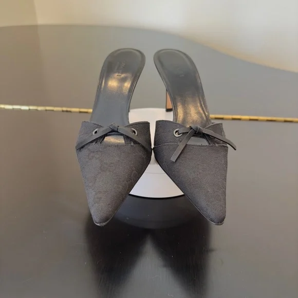 Authentic Vintage Retro Rare Luxury Gucci Black GG Canvas Mule Pumps/Shoes - Picture 4 of 17
